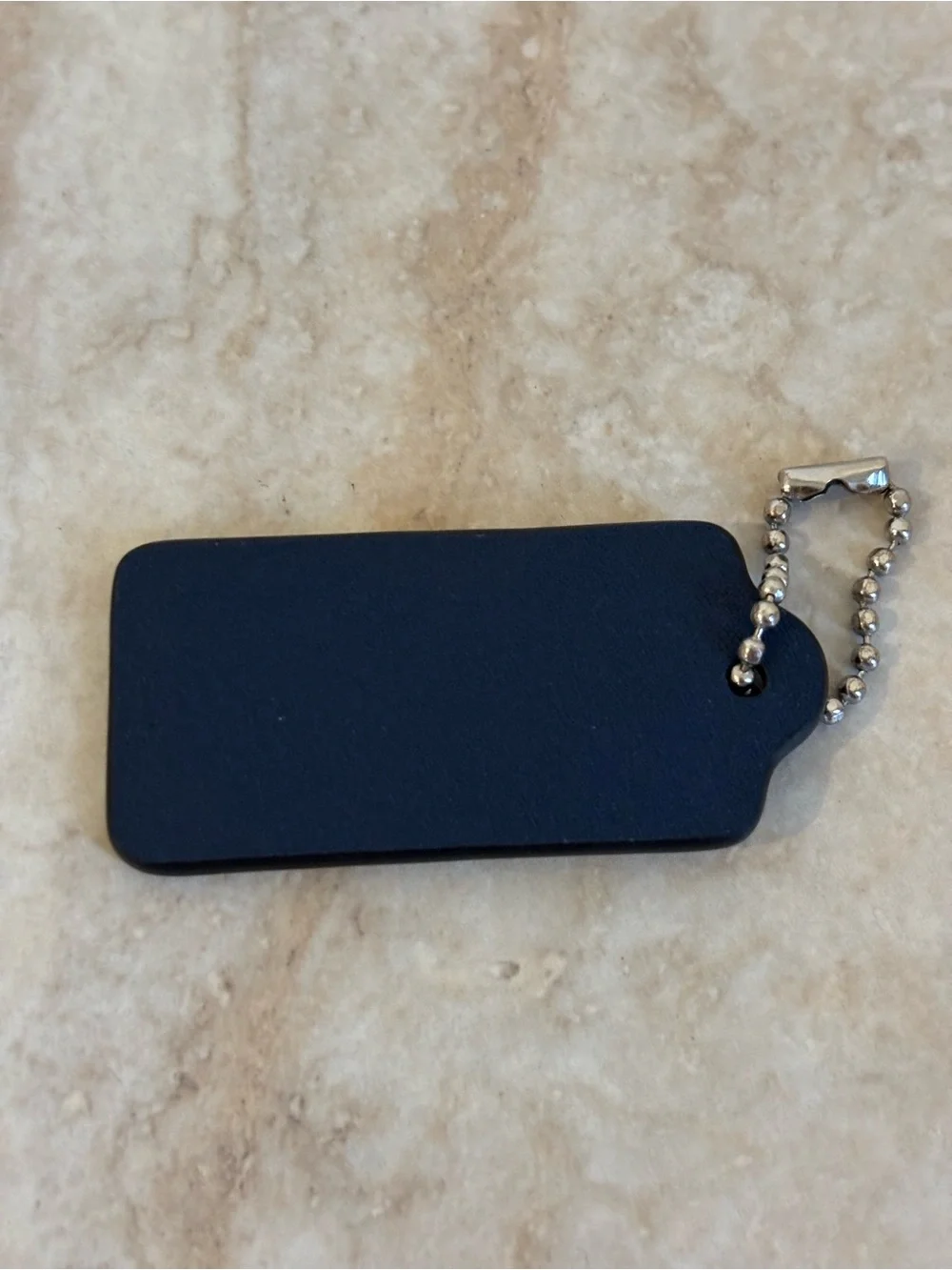 COACH Navy Leather Hang Tag with Ball Chain